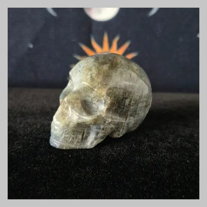 Labradorite Crystal Gemstone Skull  Carving