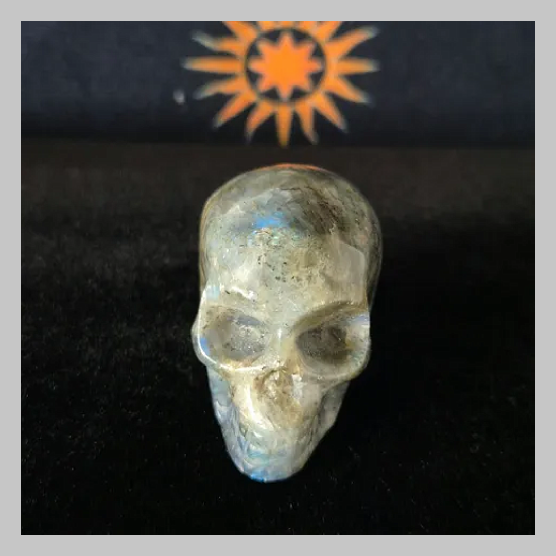 Labradorite Crystal Gemstone Skull  Carving