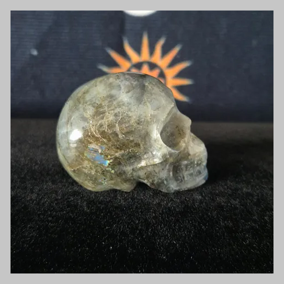 Labradorite Crystal Gemstone Skull  Carving