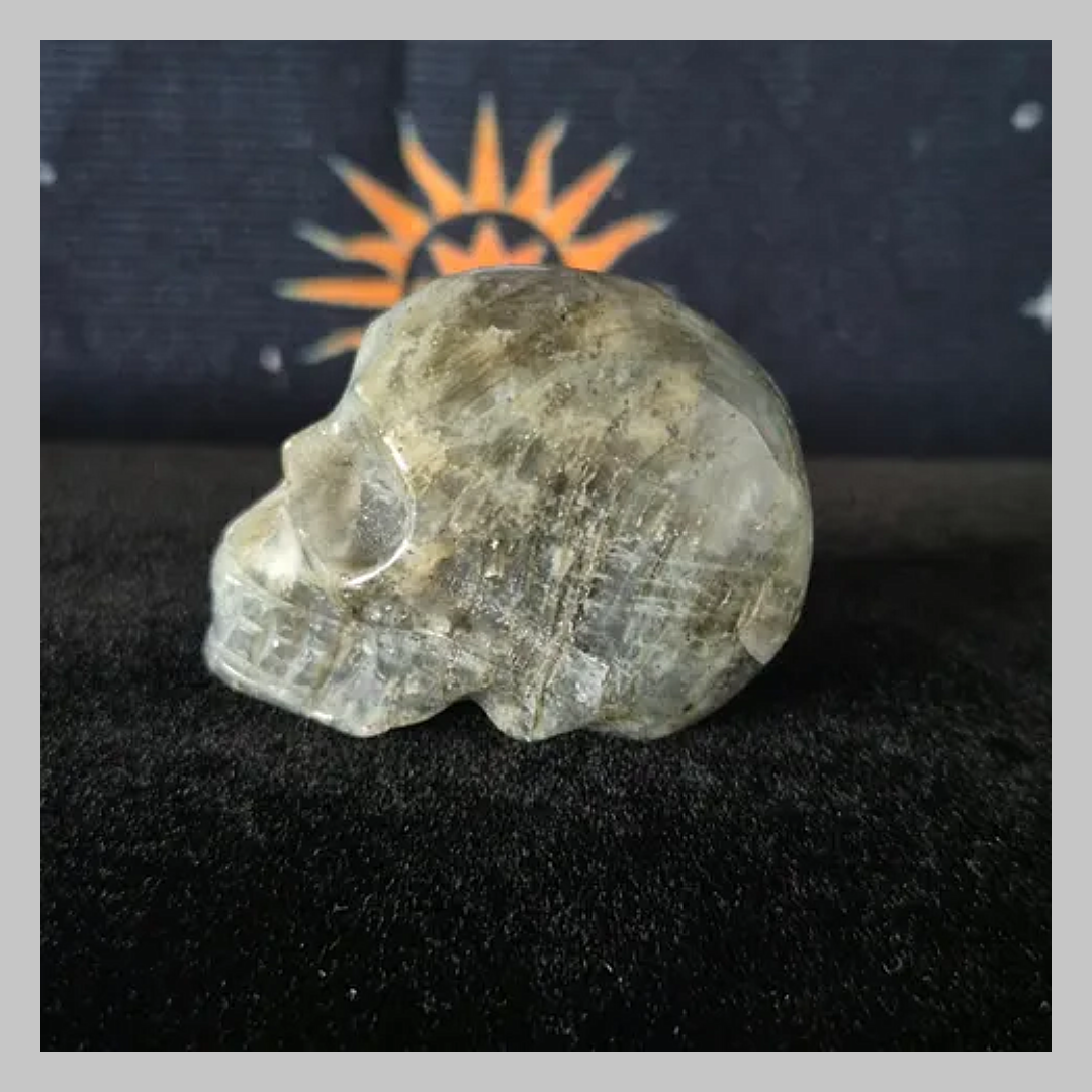 Labradorite Crystal Gemstone Skull  Carving