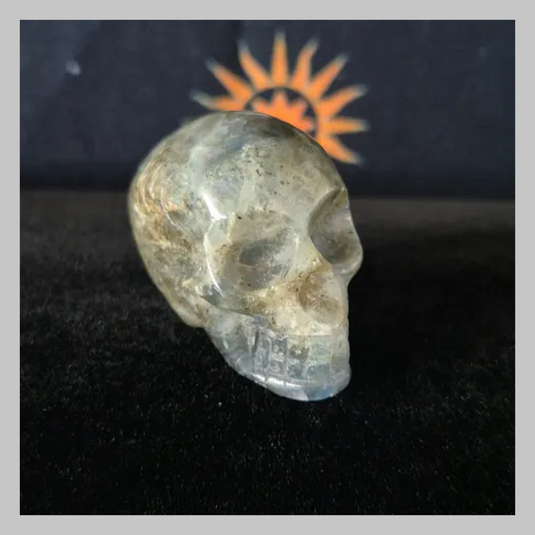 Labradorite Crystal Gemstone Skull  Carving