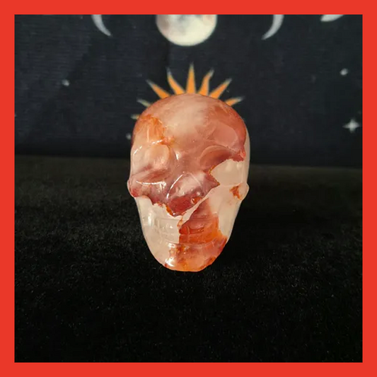 Fire Quartz Crystal Skull Carving