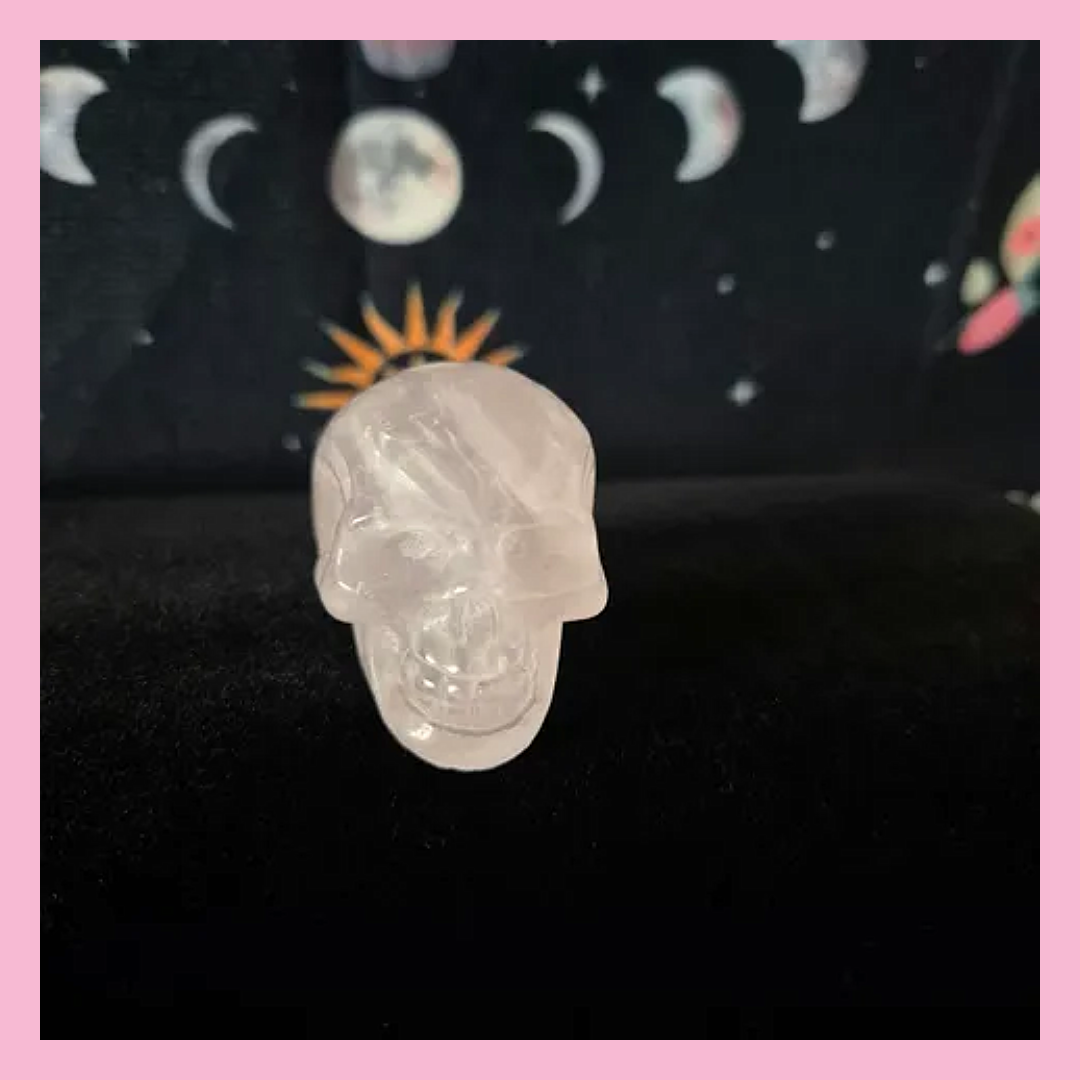 Rose Quartz Skull Carving