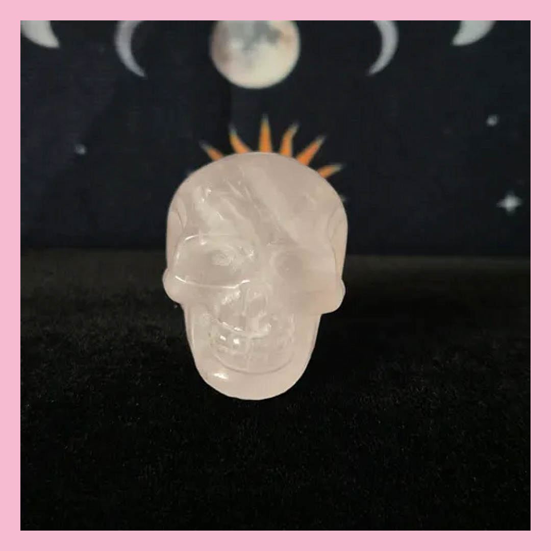 Rose Quartz Skull Carving