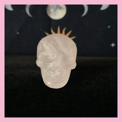 Rose Quartz Skull Carving