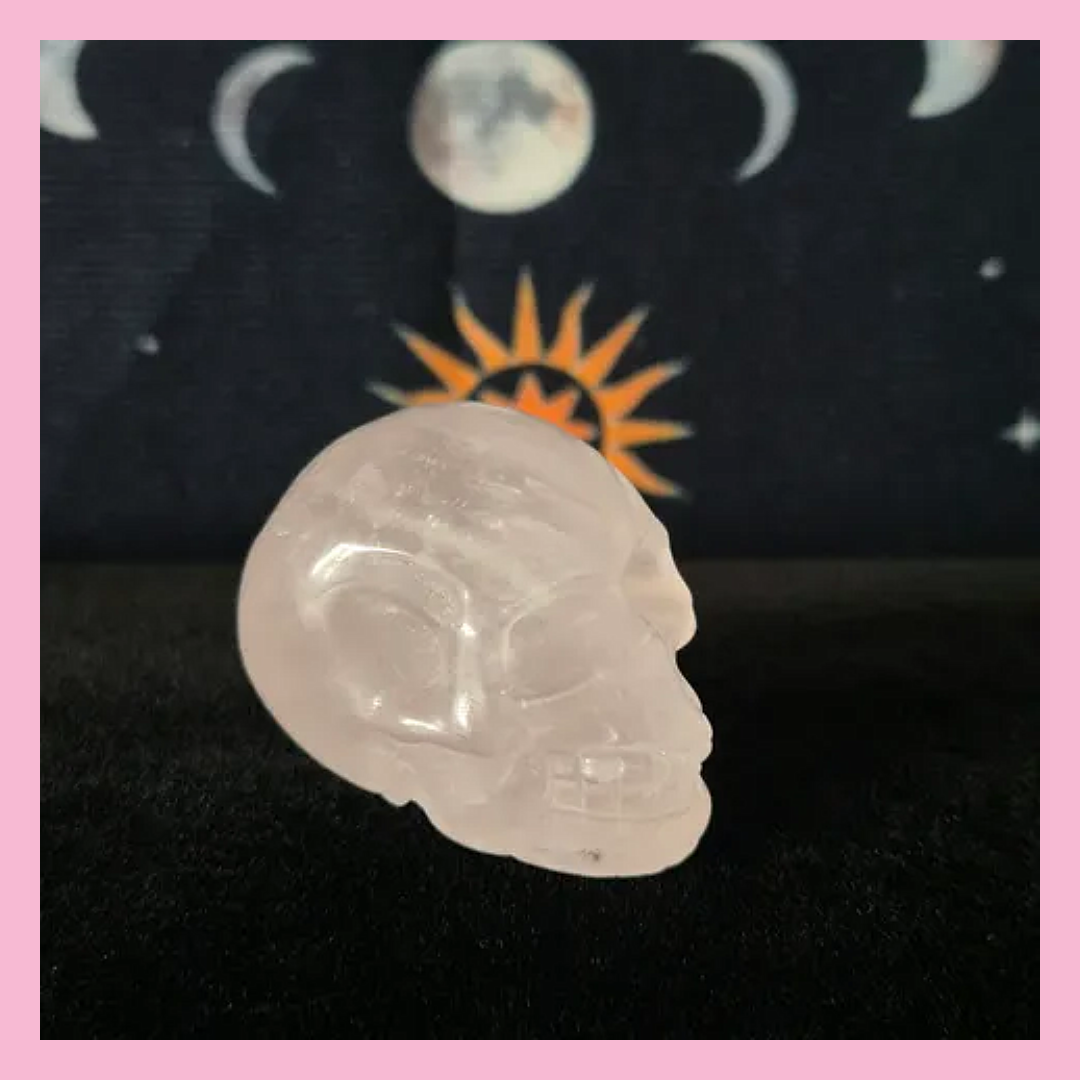 Rose Quartz Skull Carving