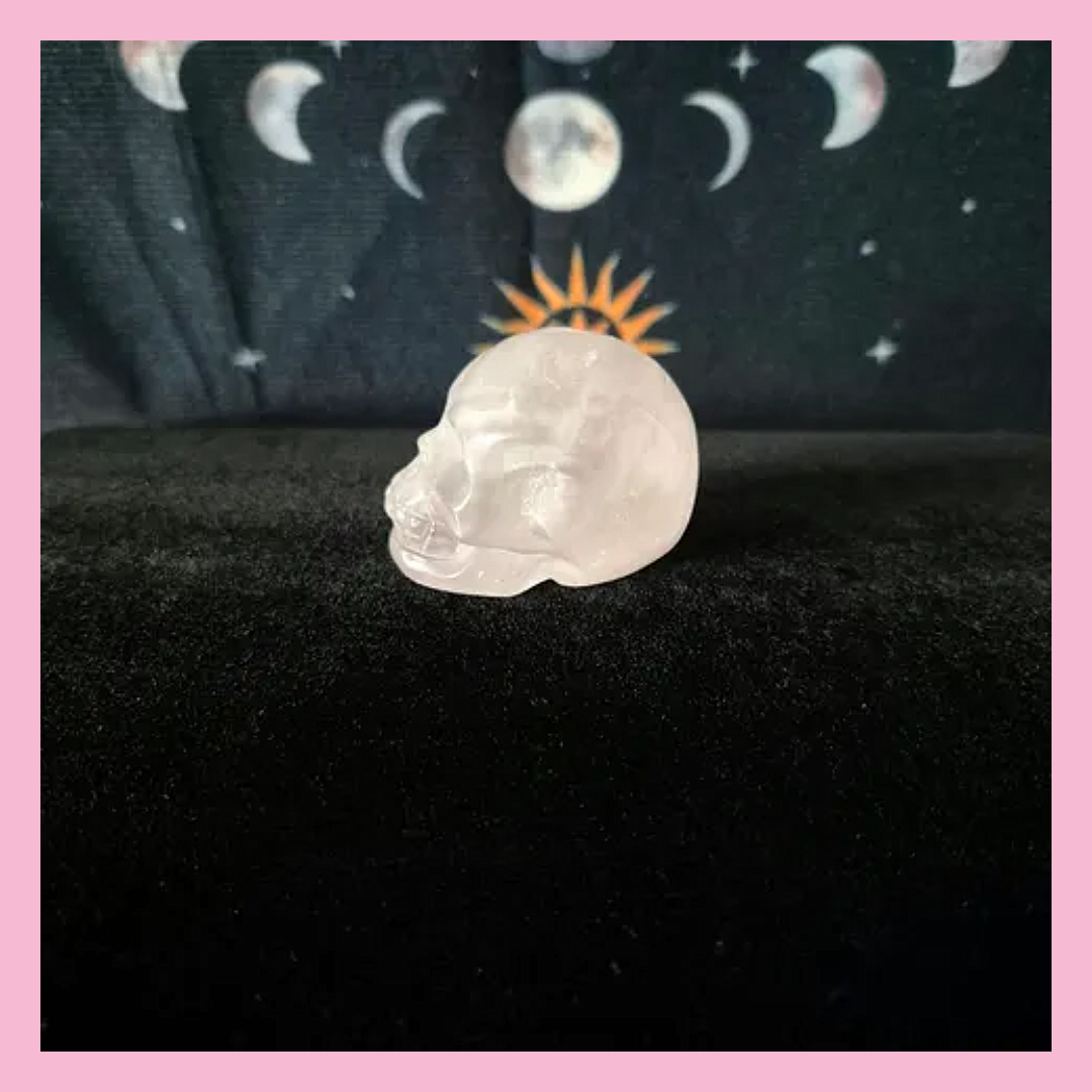 Rose Quartz Skull Carving