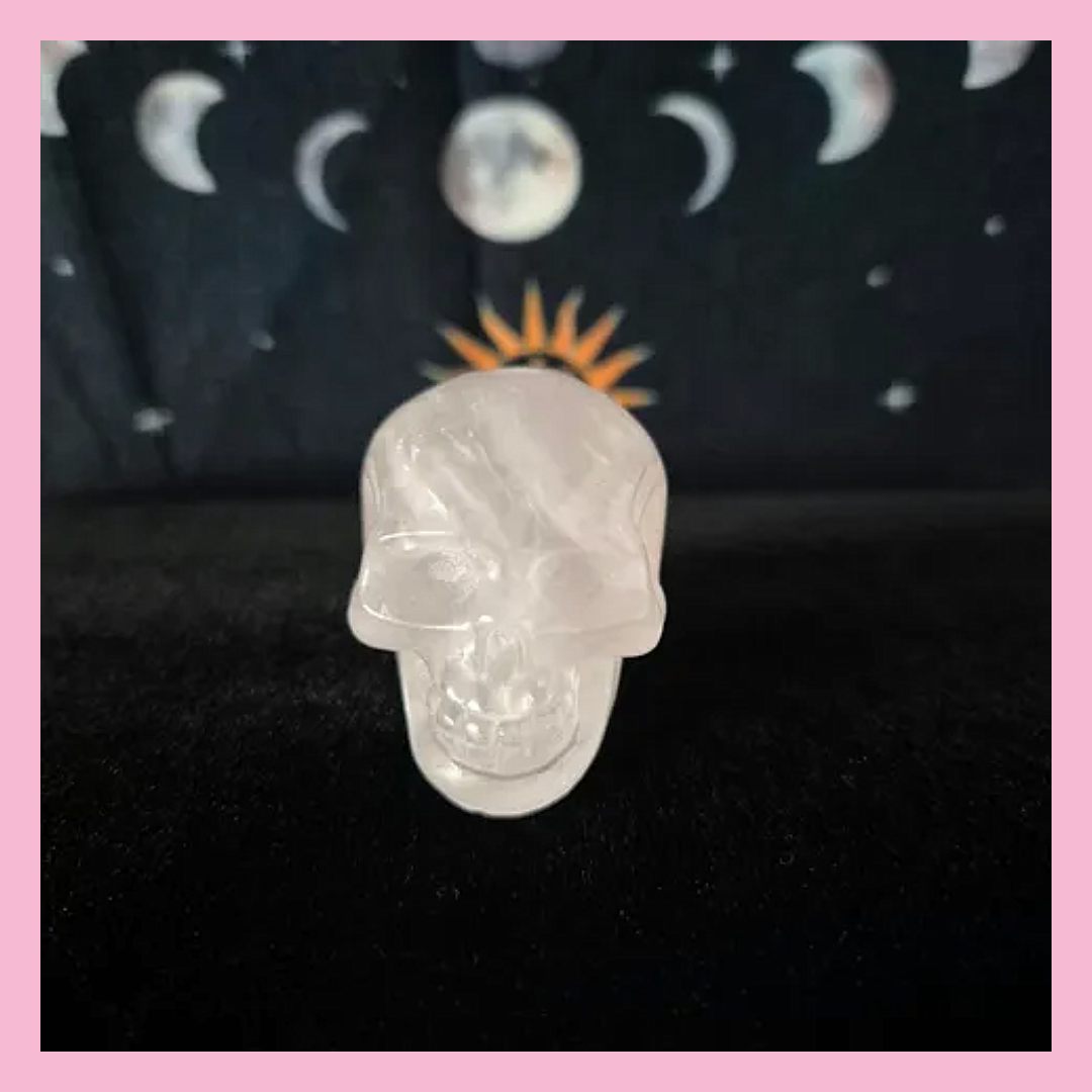 Rose Quartz Skull Carving