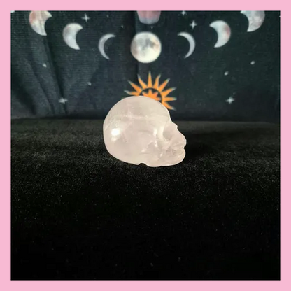 Rose Quartz Skull Carving