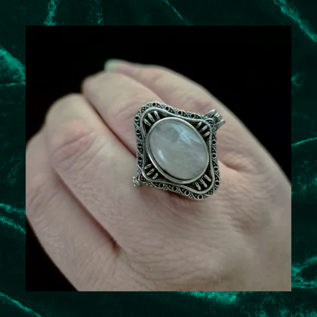 Labradorite Locket Adjustable Ring