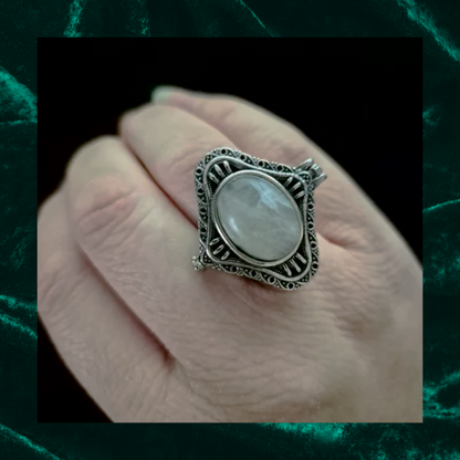 Labradorite Locket Adjustable Ring