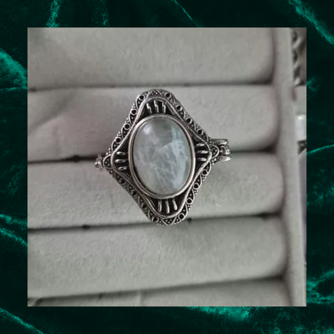 Labradorite Locket Adjustable Ring