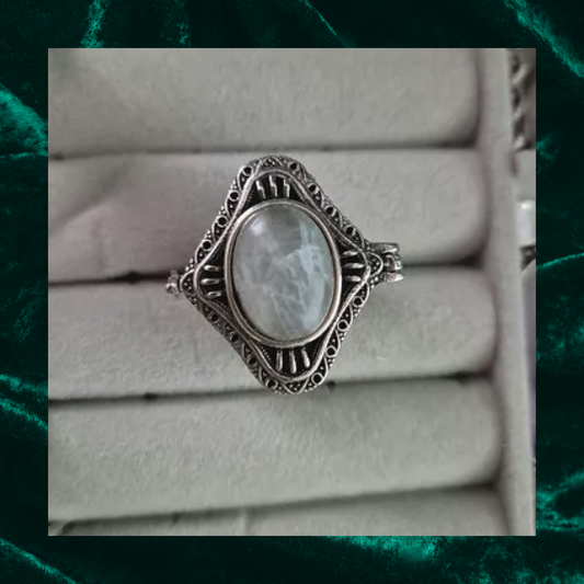 Labradorite Locket Adjustable Ring