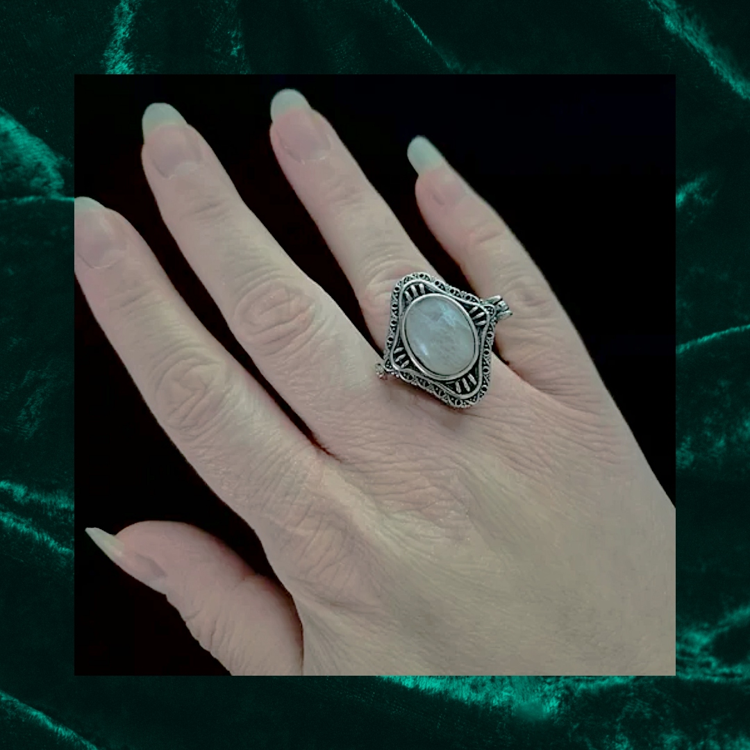 Labradorite Locket Adjustable Ring
