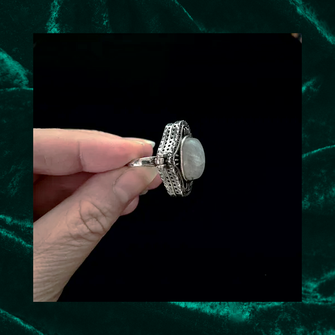 Labradorite Locket Adjustable Ring