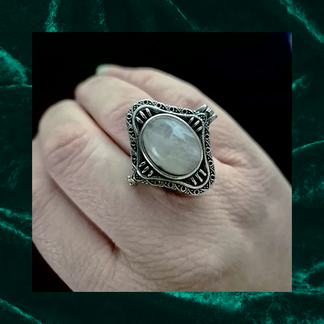 Labradorite Locket Adjustable Ring