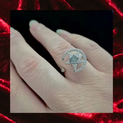 Labradorite Adjustable Spinning Fidget Star Ring