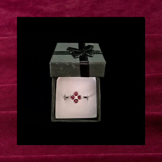 Garnet Blossom Adjustable Ring