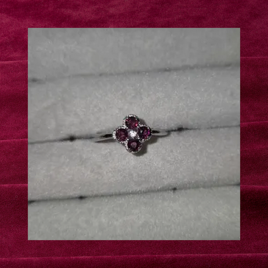 Garnet Blossom Adjustable Ring
