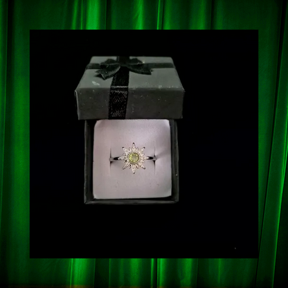 Peridot Star Adjustable Ring