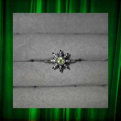 Peridot Star Adjustable Ring