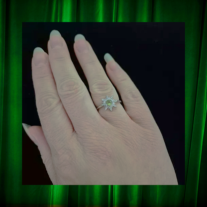 Peridot Star Adjustable Ring