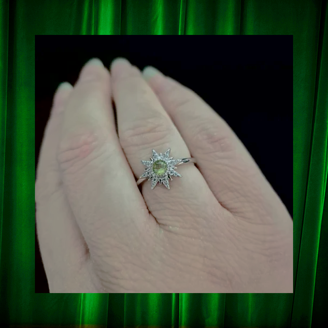 Peridot Star Adjustable Ring