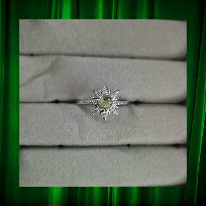 Peridot Star Adjustable Ring