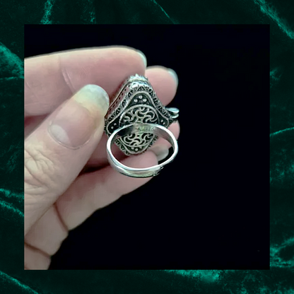 Labradorite Locket Adjustable Ring