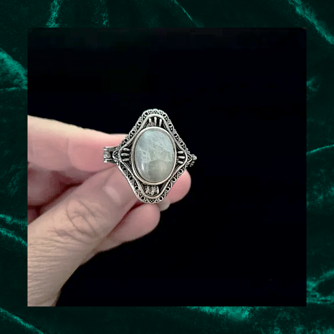 Labradorite Locket Adjustable Ring