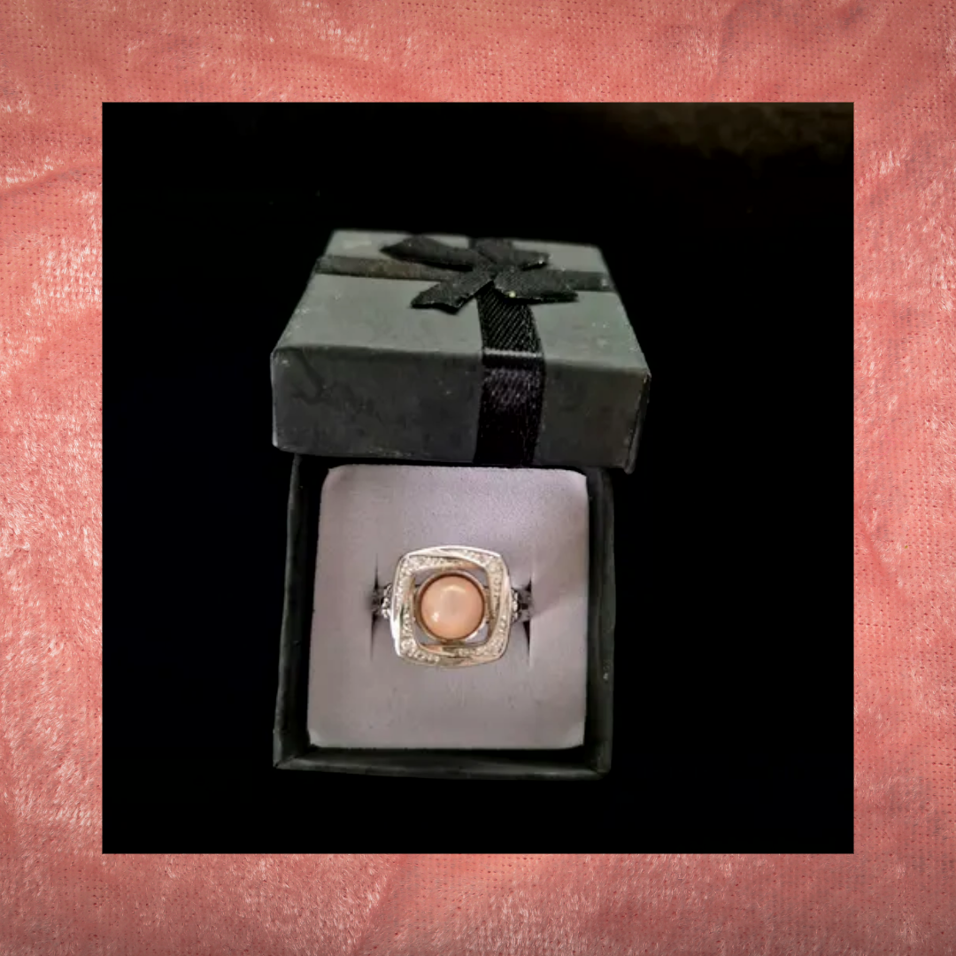 Peach Moonstone Fidget Spinning Ring
