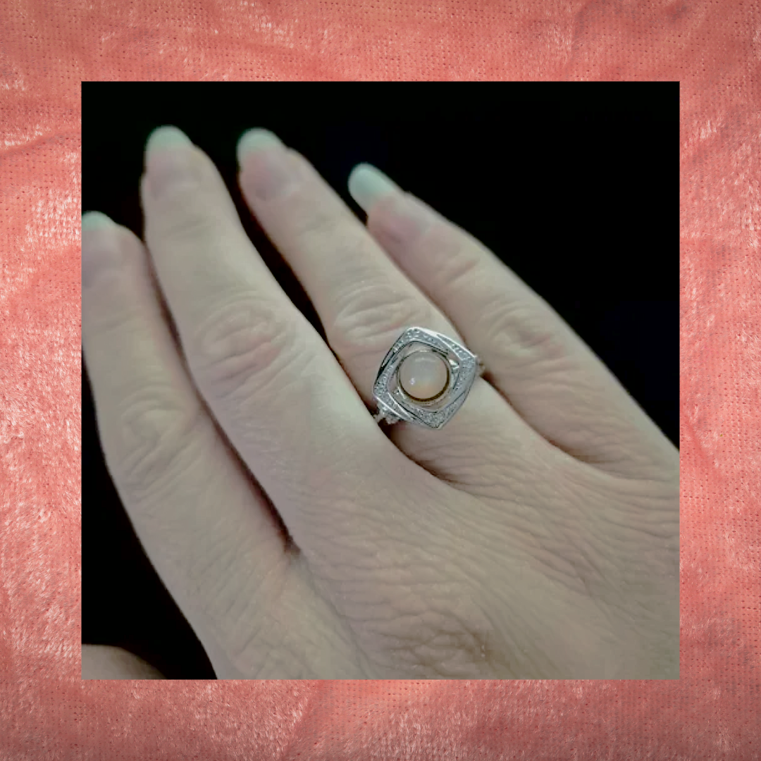 Peach Moonstone Fidget Spinning Ring