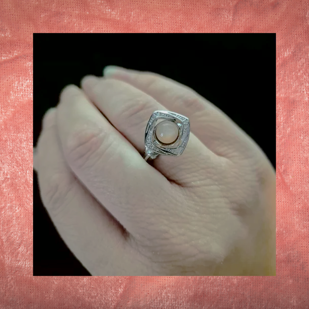 Peach Moonstone Fidget Spinning Ring
