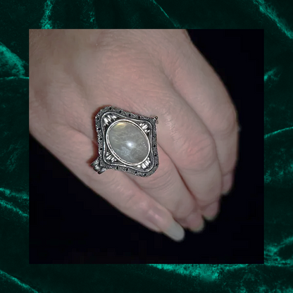 Labradorite Locket Adjustable Ring