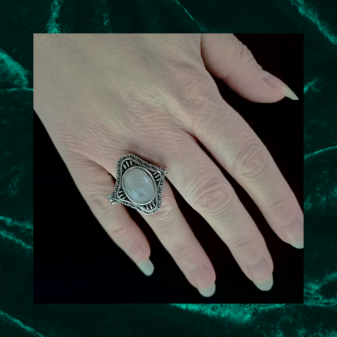Labradorite Locket Adjustable Ring