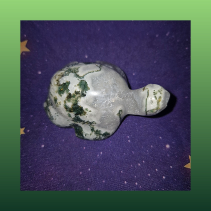 Druzy Moss Agate Turtle Carving – 140g