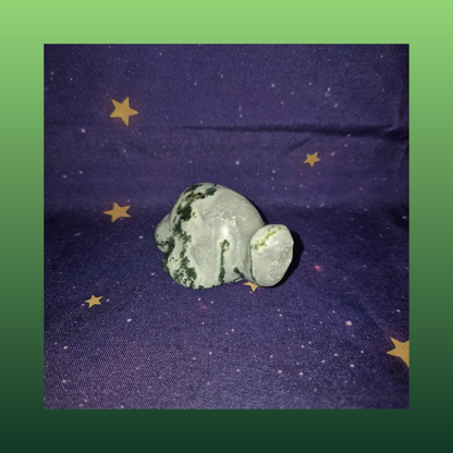 Druzy Moss Agate Turtle Carving – 140g