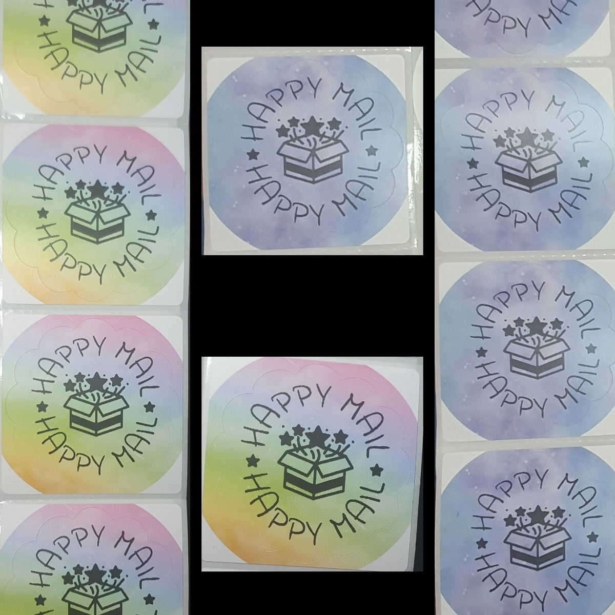 Petal Edge Happy Mail Thermal Printed Stickers For Parcels Packaging And Boxes...