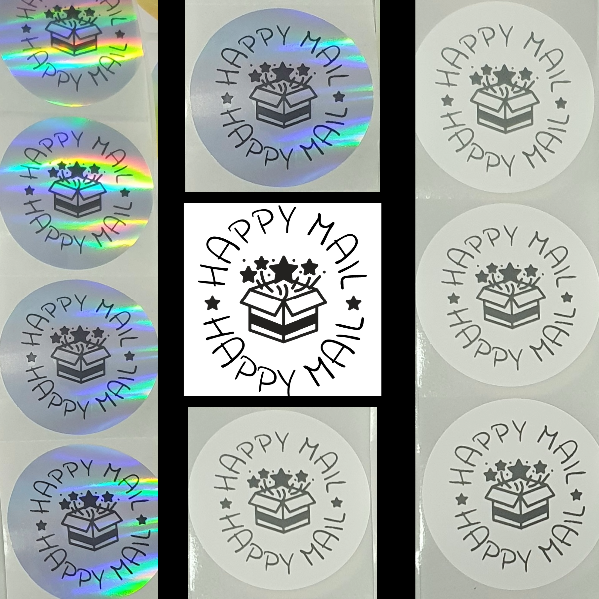 Round Happy Mail Thermal Printed Stickers For Parcels Packaging And Boxes...