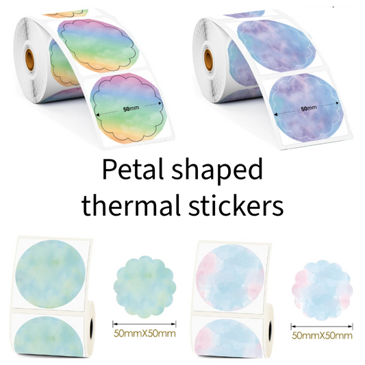 Petal Shaped Thermal Stickers for use in thermal printer