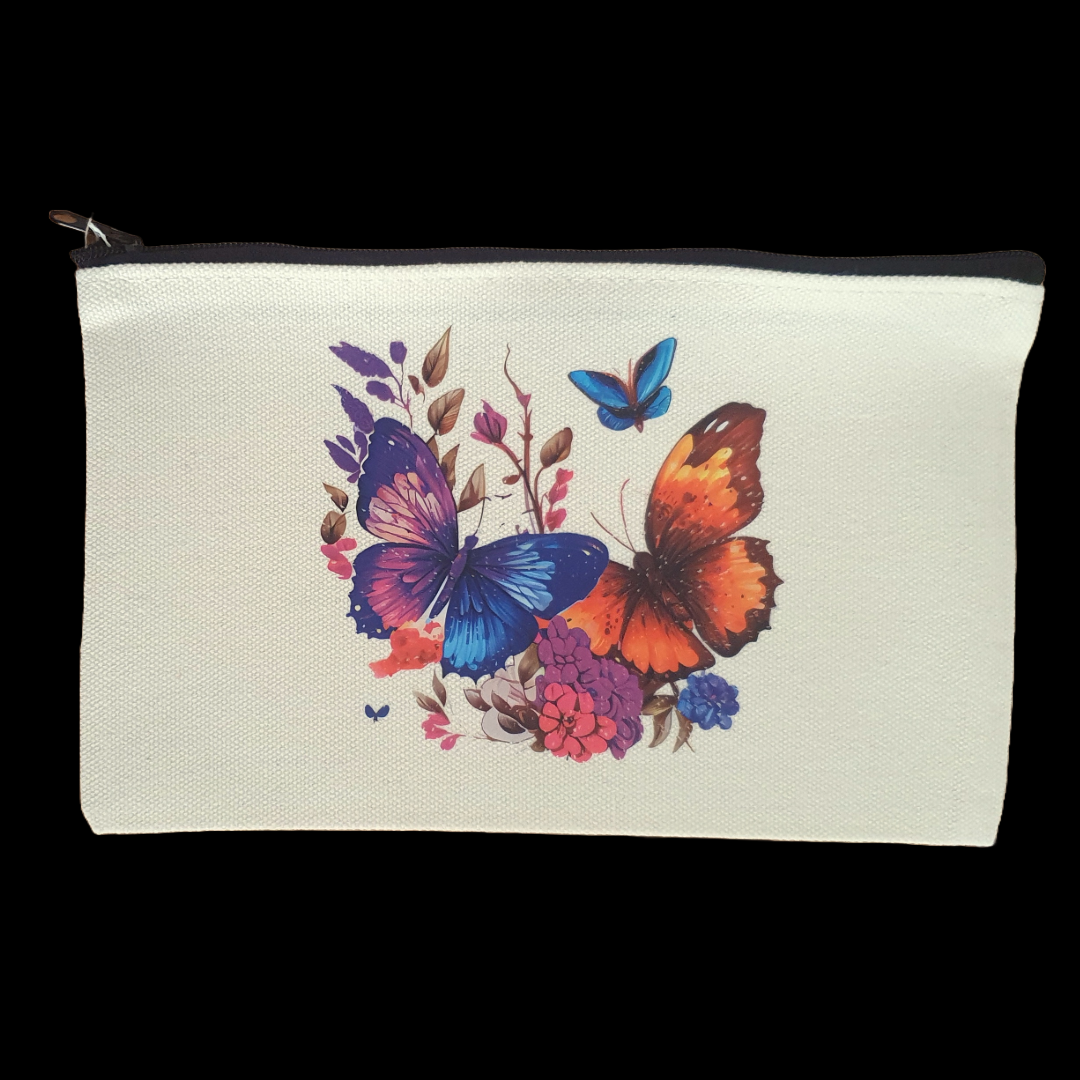 Butterfly and book drawstring bag and butterfly zip case set