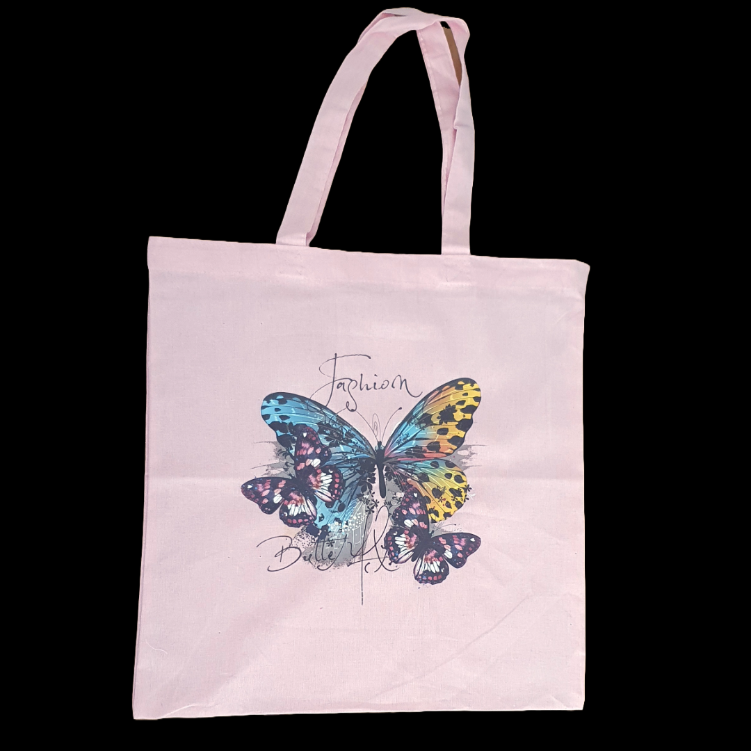 Fashion butterfly pink tote bag and zip case set