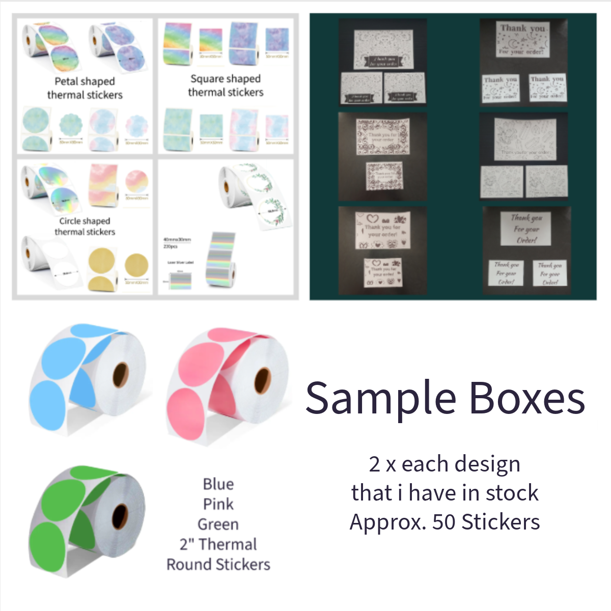 Sample thermal sticker boxes – Pixie Zo's Bits And Bows