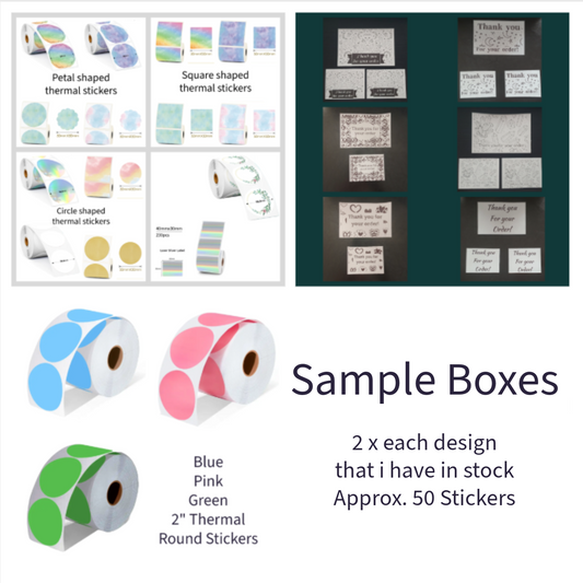 Sample thermal sticker boxes