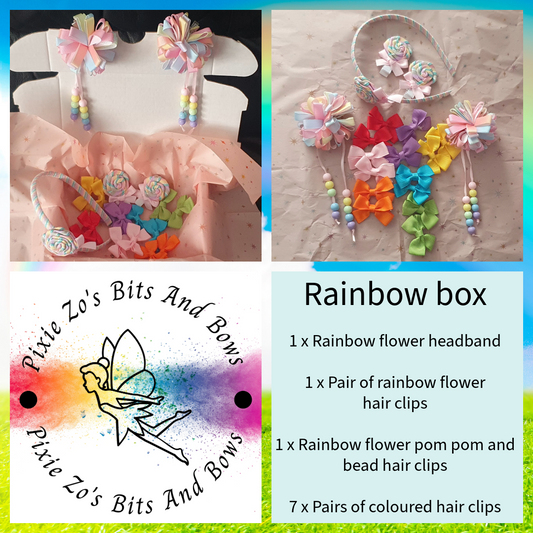 Rainbow themed hair accessory set