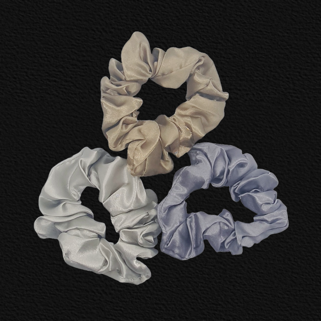 Satin scrunchie bobble trio