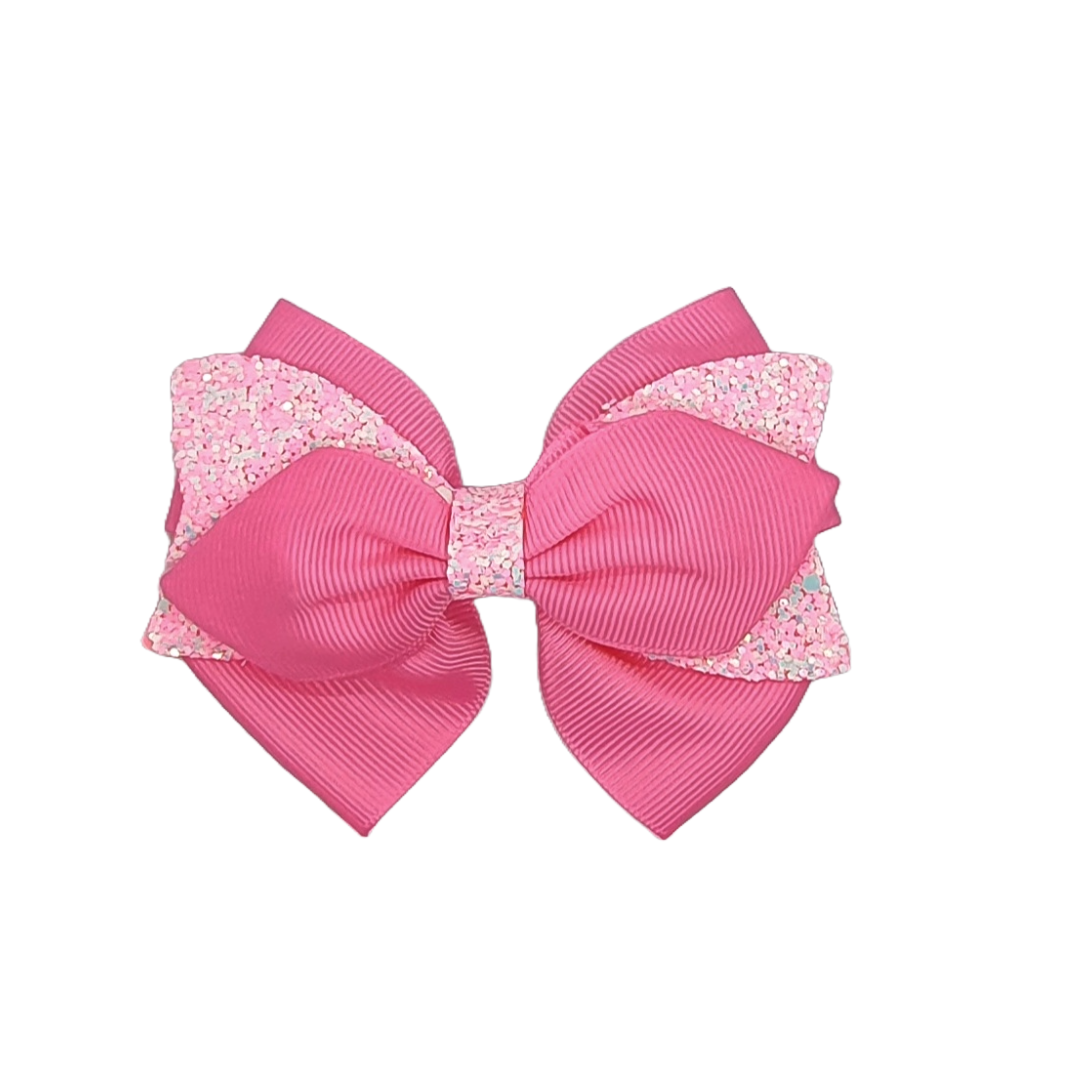 Ribbon and sparkly triple layer hair bow clips