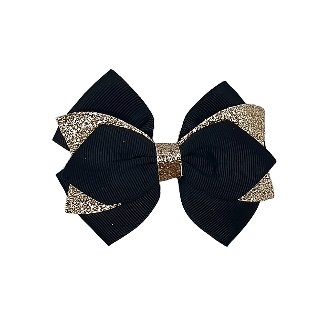 Ribbon and sparkly triple layer hair bow clips