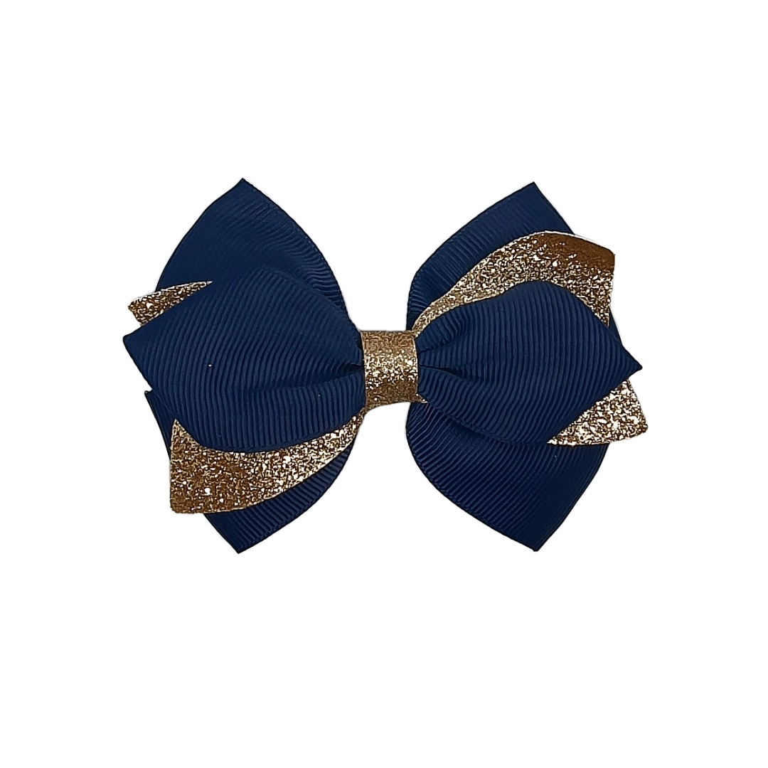 Ribbon and sparkly triple layer hair bow clips