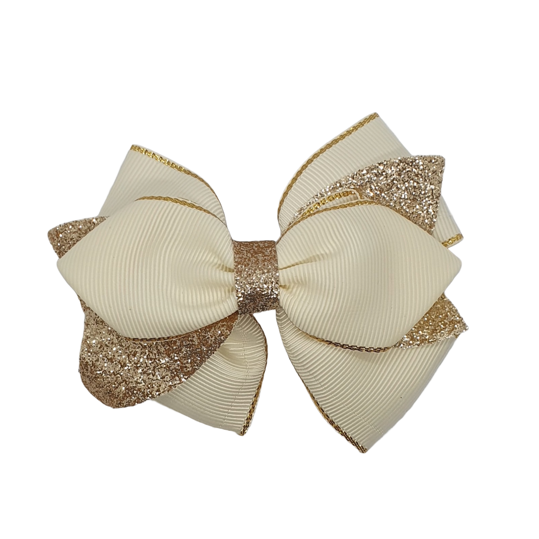 Ribbon and sparkly triple layer hair bow clips